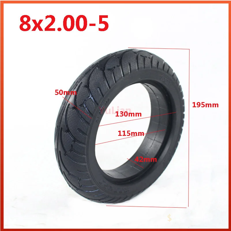 8X2.00-5 Explosion-proof Solid Tire Explosion Proof Wear Resistance for 8-inch Electric Scooter