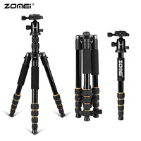 ZOMEI Q666 Professional Aluminium Alloy Tripod Kit Monopod Ballhead For Travel DSLR Camera Light Compact Portable Stand