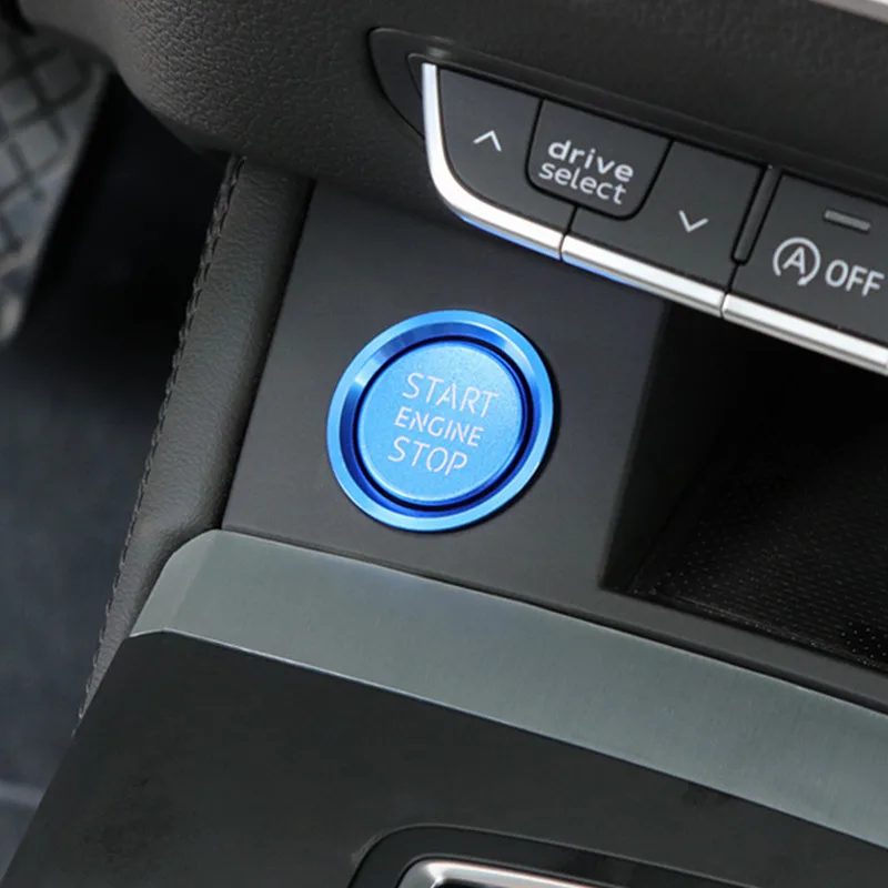 Car Console Gear Shift Engine Start Stop Button Circle Trim Auto H Button Decorative Cover For Audi A6 C7 C8 Interior Stickers