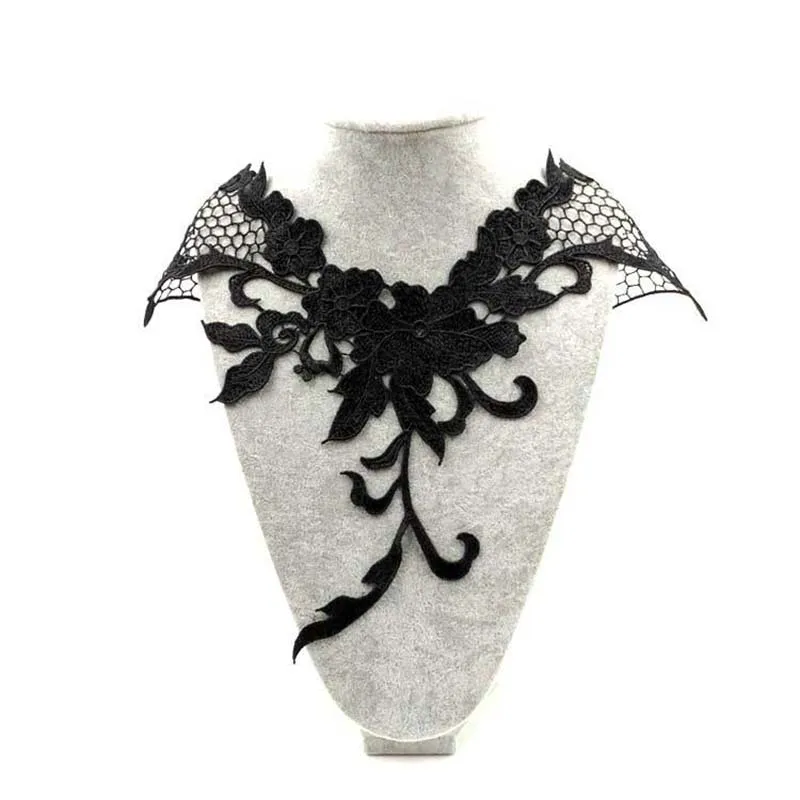 5Pcs Embroidery Sexy Lace Neckline Fabric DIY Collar Applique for Sewing Supplies Crafts Black White