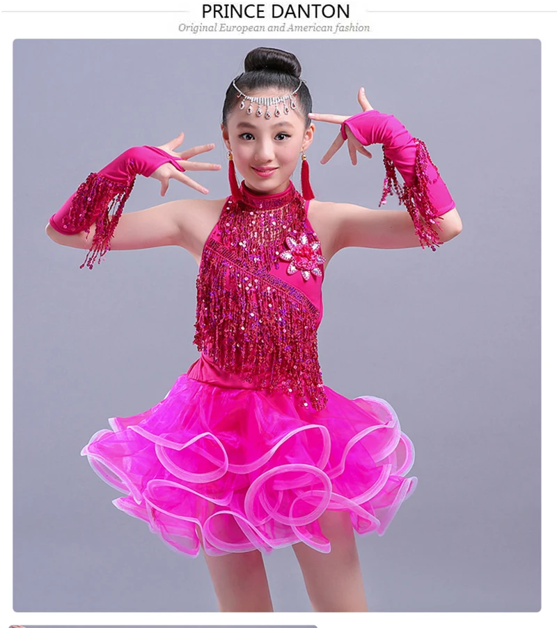 Ballroom dance competition kids dancing dresses kids latin dress practice wear skirts child flamengo stage costumes for girls