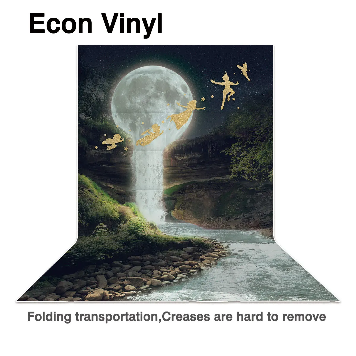 Allenjoy-fondos fotográficos para niños, Fondo de hadas doradas, cascada, Luna nocturna, para fotografía de recién nacidos, papel tapiz de fotones