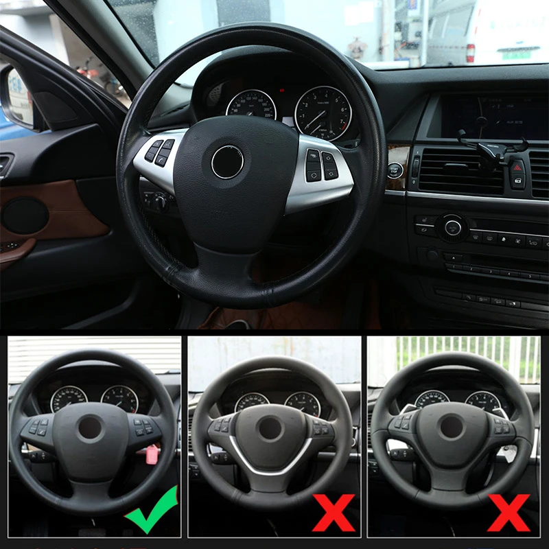 자동차 액세서리 광택 블랙 ABS 크롬 스티어링 휠 버튼 장식 프레임 커버 트림, BMW X5 E70 X6 E71 2008-2013, 2 개