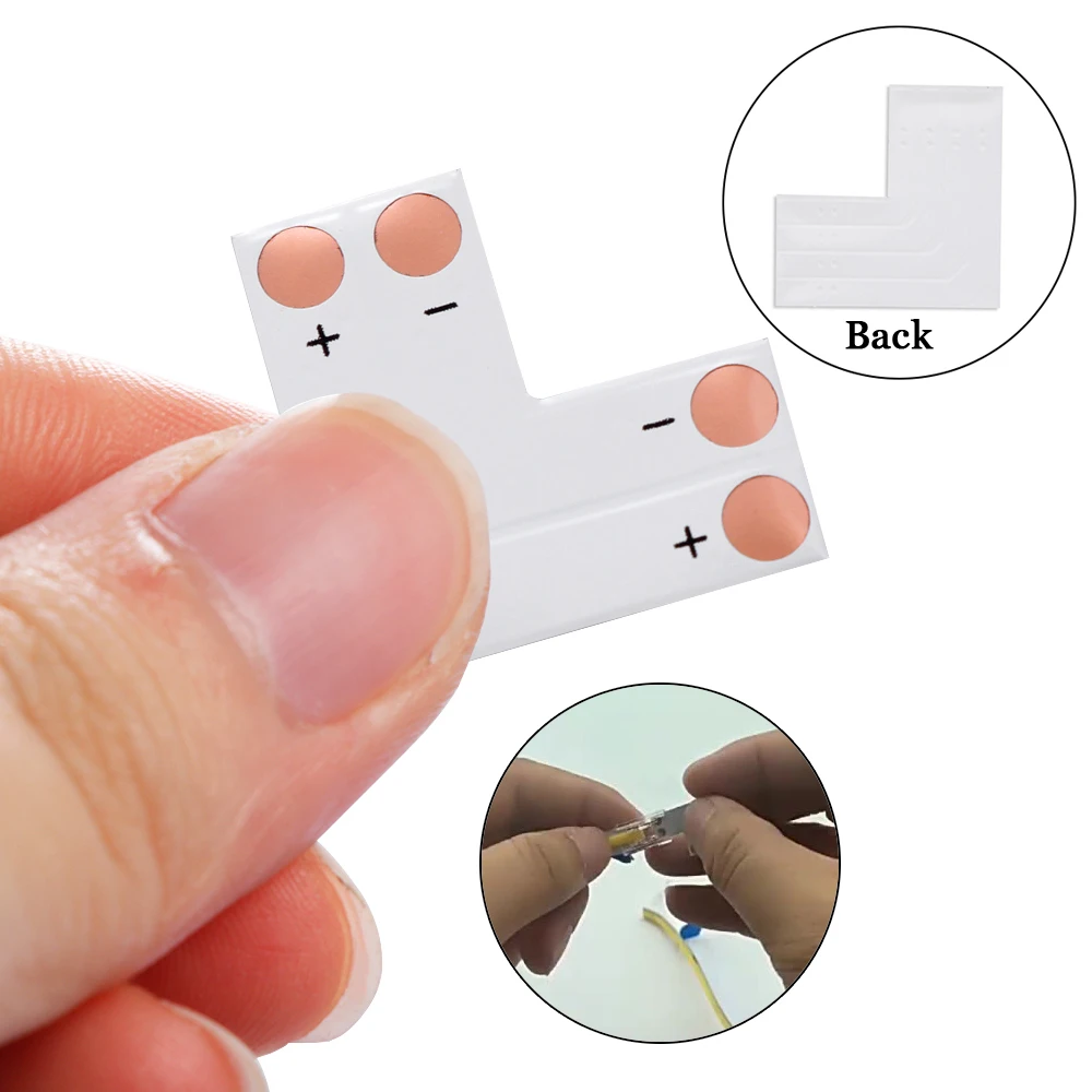 LED Connector 2pin 5V 12V 24V Solderless Clips For 8mm 10mm PCB Single Color 5050 2835 LED Tape Light Strip to Wire Connectors