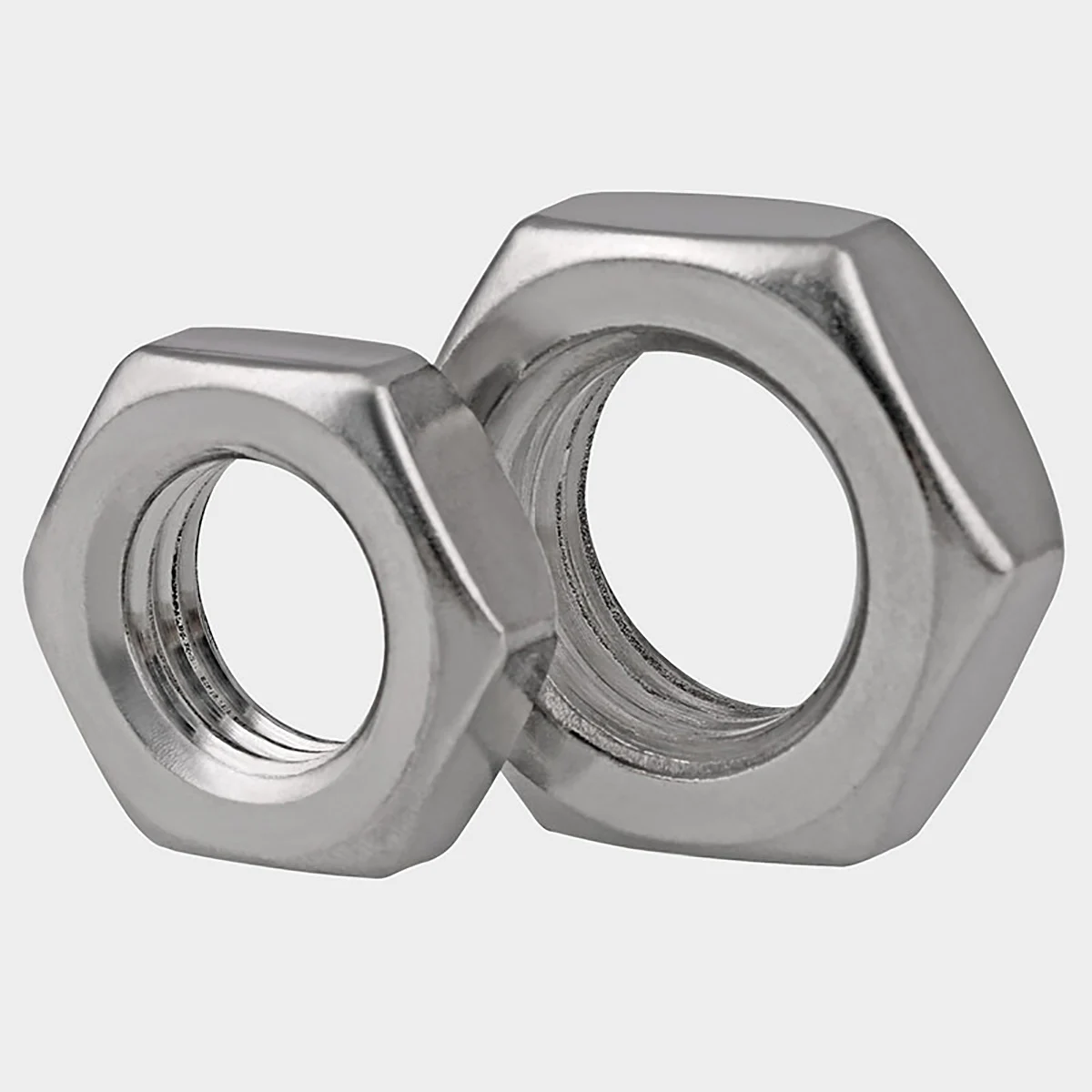 304สแตนเลสด้ายด้ายย้อนกลับหกเหลี่ยมบางถั่ว M8-M24ด้ายซ้าย Fine Pitch Hex บางถั่ว