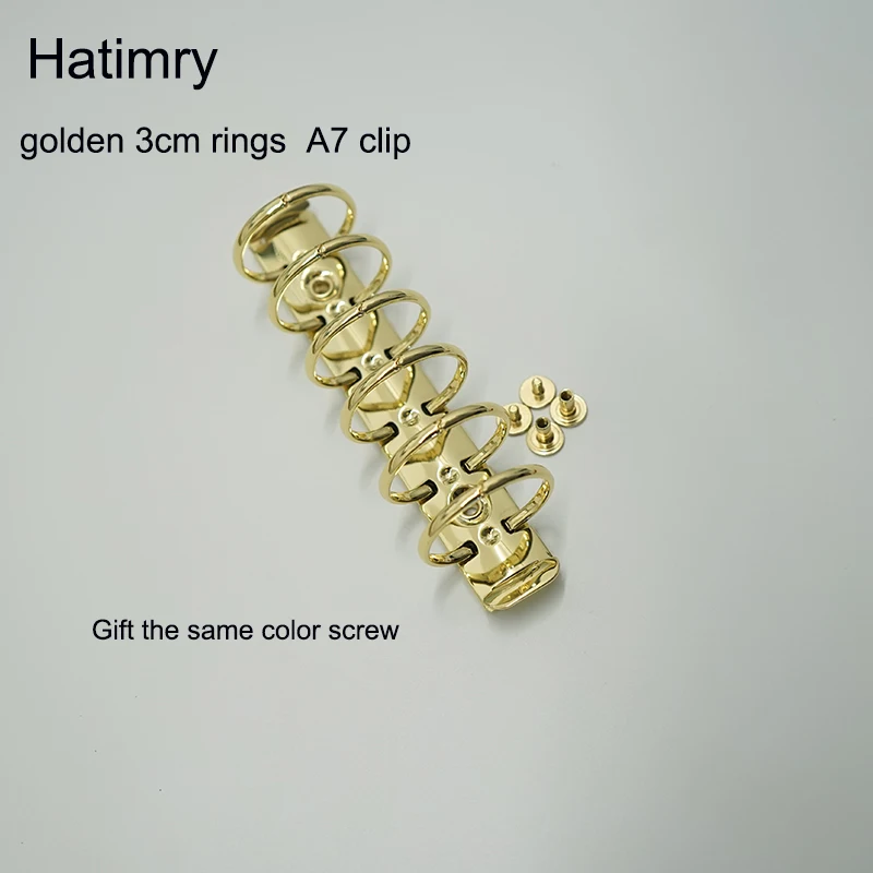 HATIMRY DIY  A7 3CM Rings Rose Godlen Binder Clip Standerd 6 Holes 3cm Diameter  For Notebook