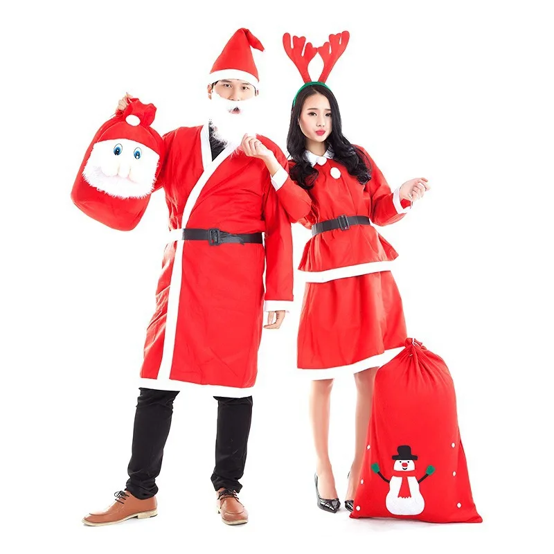 2022 weihnachten Eve Santa Claus Party Kleid Erwachsene Männer der leistung kleid frauen rock drei stück ball anzug rolle-spielen requisiten