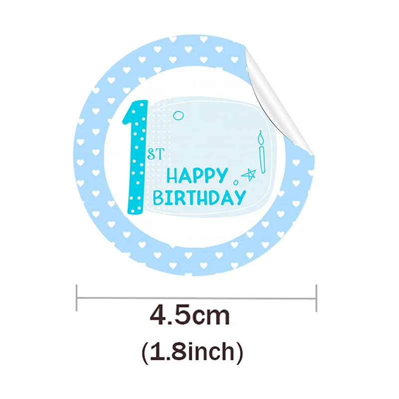 1 Year Boy Girl Birthday Stickers First Birthday Party Decorations Blue Pink Baby Shower Party Set Anniversary Party Decor Kids