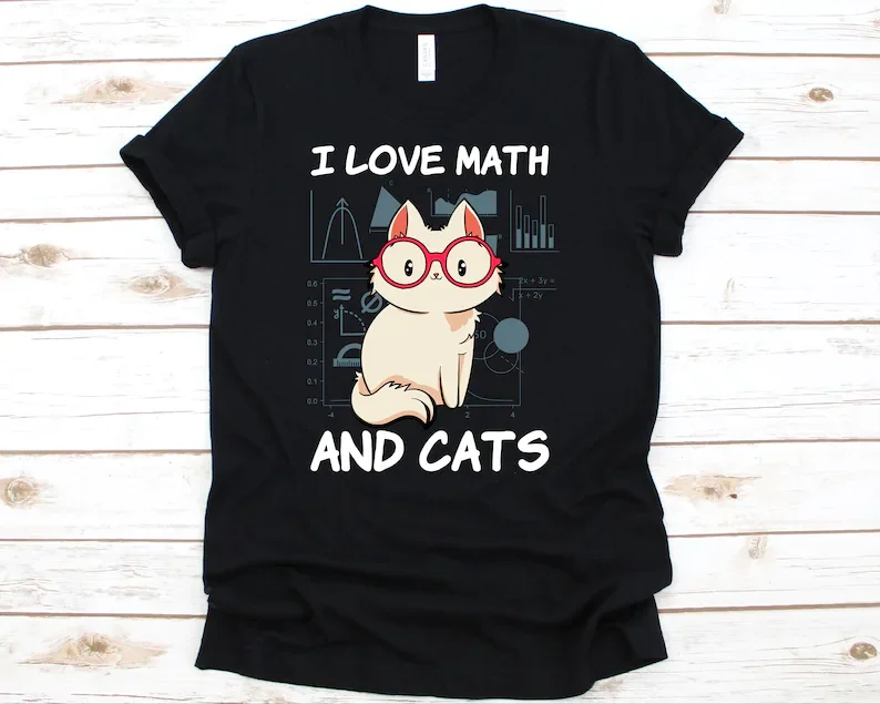 I Love Math And cat Math Shirt Women Cotton Kawaii Fashion Shirt Plus Size O Neck graphic Mama T-shirt Short Sleeve Top Tees y2k