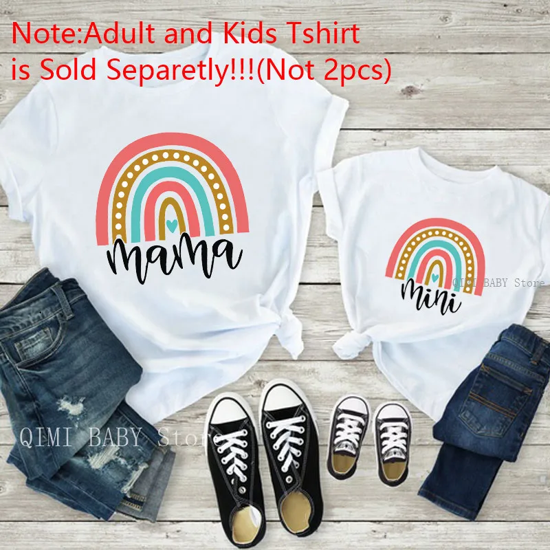 Fashion Family Look Mother and Daughter Family Matching Clothes Punk Mama Mini Princess T-shirt Tops For Mommy Kids