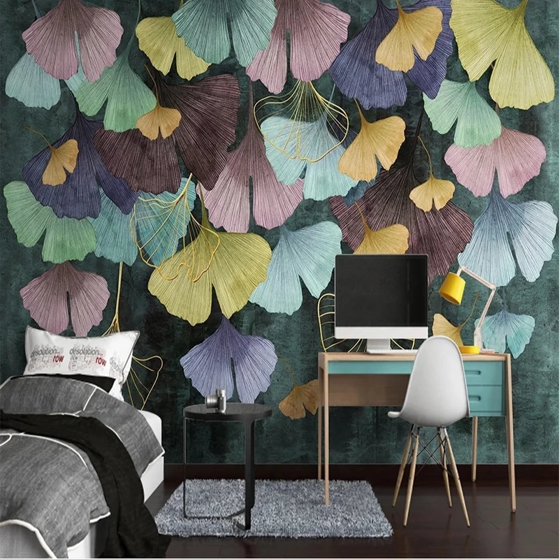 

Custom Any Size 3D Photo Wallpaper Modern Minimalist Light Luxury Ginkgo Leaf TV Sofa Background Wall Mural Papel De Parede Art