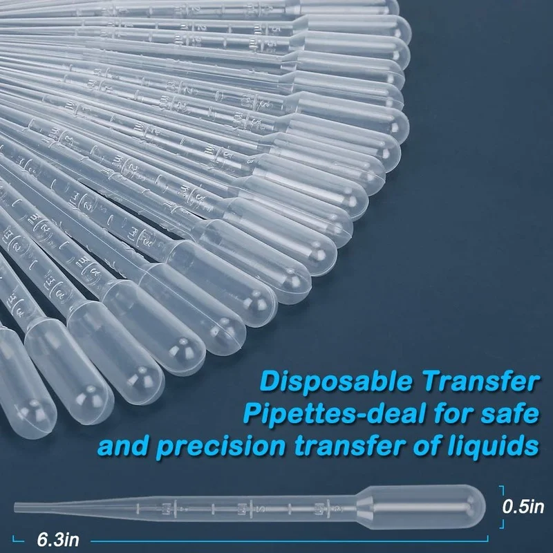 50PCS Plastic Disposable Transfer Pipettes, 3ml Calibrated Pipette Dropper for Science Laboratory