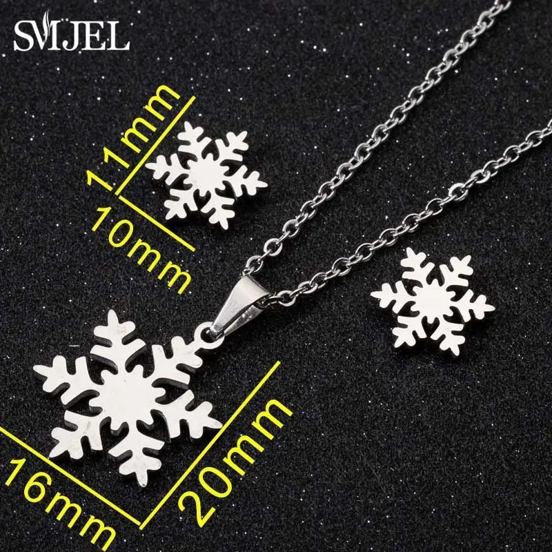 Winter Fashion Snowflake Necklace & Earrings Set
