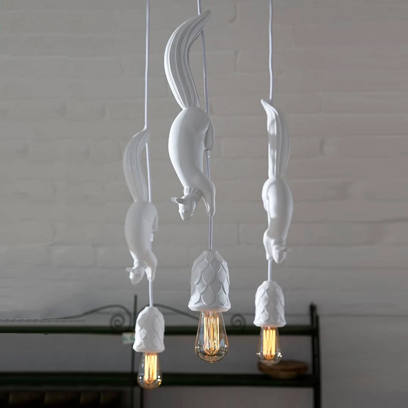

Modern Design Resin Squirrel LED Pendant Lights Nordic Children's Room Light Dinning Room Lamp Bedside Bedroom Hanging Light