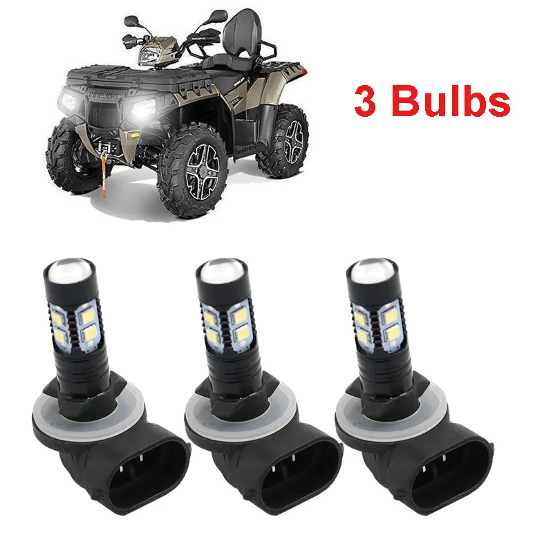 3PCS ATV HEADLIGHT LED BULBS 150W 3600LM 6000K WHITE HIGH POWER Lamps for POLARIS SPORTSMAN 110 300 400 450 500 550 570 600 700