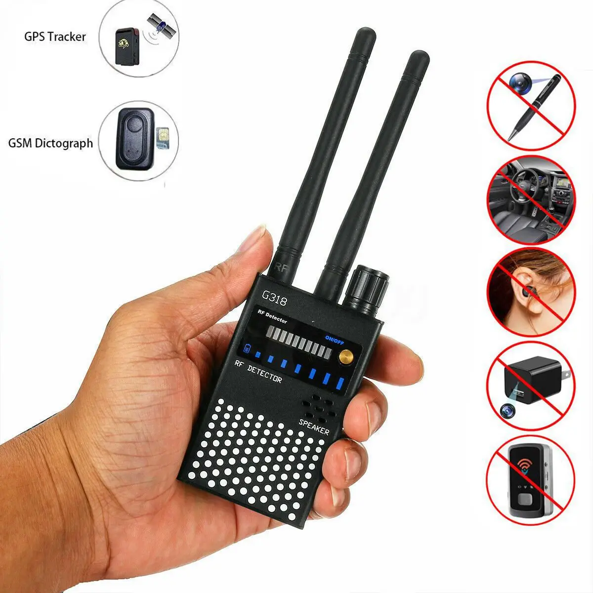 

Anti Spy RF Bug Detector Wireless Signal Detection Anti Wiretapping Camera Lens Detect GSM Audio Bug Finder GPS Tracker Scanner