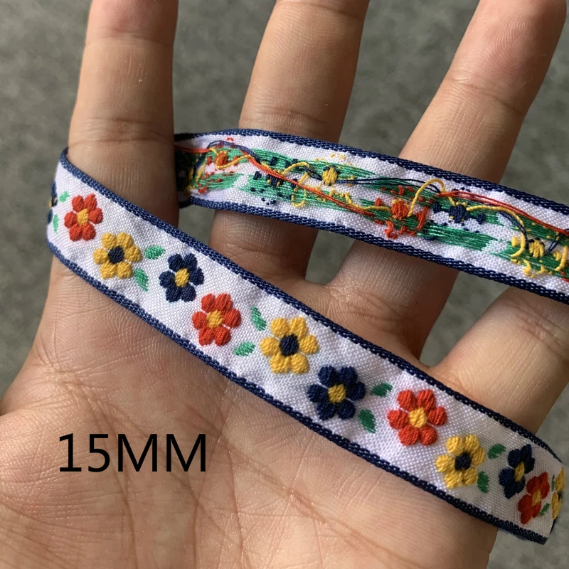 3YARD 5/8 INCH 13-15MM Colour Flower Hairpin Decoration Handmade Jacquard Ribbon Hand-made Lace Hair Clip Accessories