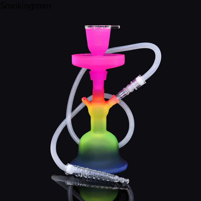 Colorful Glass Bottle Hookah Flask Complete Shisha Nargile Chicha Water Pipe Plastic Hose With Foam Box Hookha And Accessories