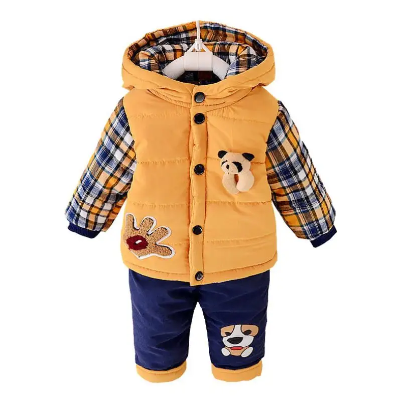 2023 new autumn/Winter baby boys lamb warm clothing set suit kid thickening clothes set children Korean 2 pieces