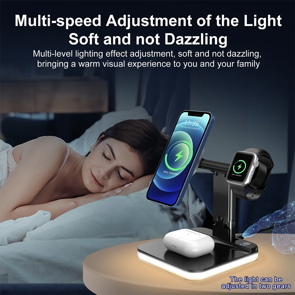 3 in 1 Wireless Chargers Stand 15W Fast Charging for Samsung Galaxy S21/S20/S10/S9 Watch 3 4/Gear S3 S4/Active 2 Buds Pro Live