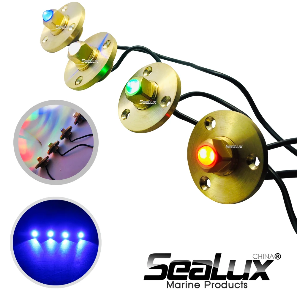 Sealux Brass drain plug LED light with base Bronze Garboard Marine Boat Yacht Screw Drain Plug 1 Inch Hole Fishing Under water