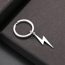 Stainless Steel Keychain Simple Lightning Silver Color Fashion keychain for car keys Pendant For Women Man Jewelry Friends Gifts