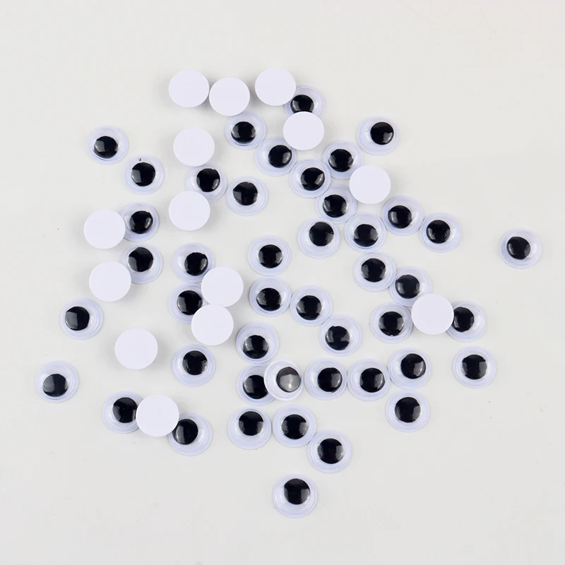 3D Wiggling Eyes With Activities Moving Eyeball 6mm 8mm 10mm Black Plastic Eyes Glue On Toys For Creative Handmade DIY Wholesale