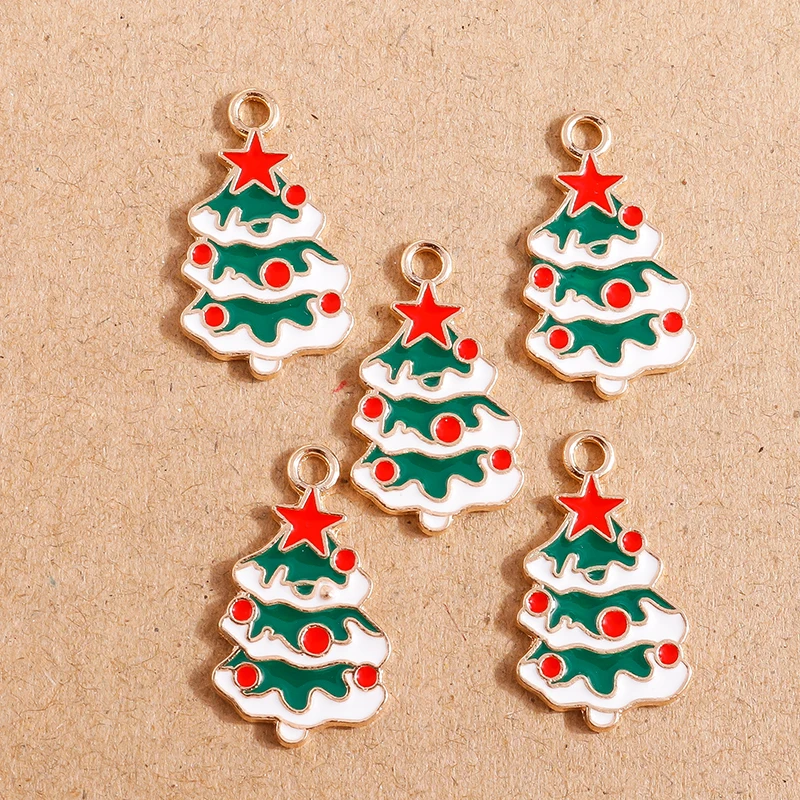 10 Stück Mix süße Emaille-Weihnachtsanhänger für die Schmuckherstellung, Weihnachtsbaum, Hirschglocke, Charms-Anhänger für Halsketten, Ohrringe, Geschenke – Detail 11