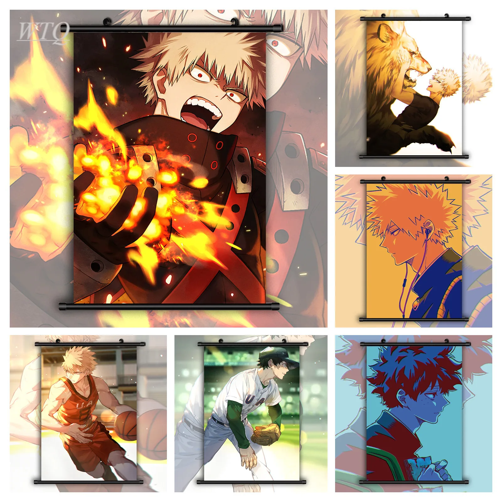 Anime Posters Boku No Hero Academia Bakugou Katsuki Midoriya Izuku Canvas Painting Wall Decor Poster Wall Art Picture Home Decor