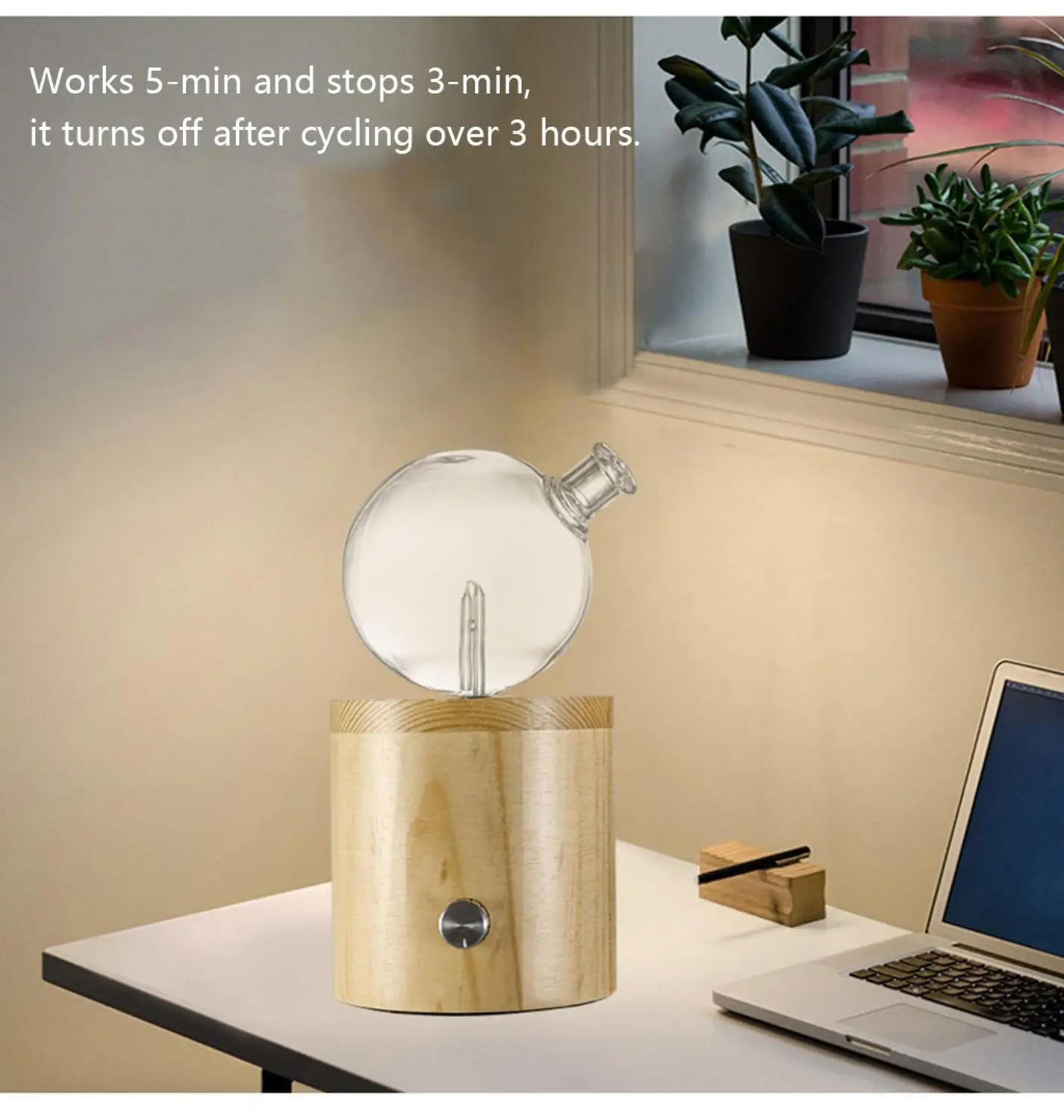 موزع زيت بدون ماء ، بخاخات عطرية من خشب الزان مع ضوء LED ملون لغرفة النوم