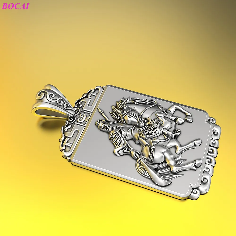 BOCAI S999 Sterling Silver Pendants for Women Men Guardian God Of Wealth Guanyu Argentum Patron Saint Amulet Wholesale