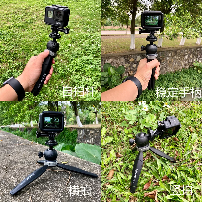 XILETU XS20 Mini masa Tripod masaüstü telefon tutucu standı ile klip ve topu kafa cep telefonu Smartphone DSLR kamera