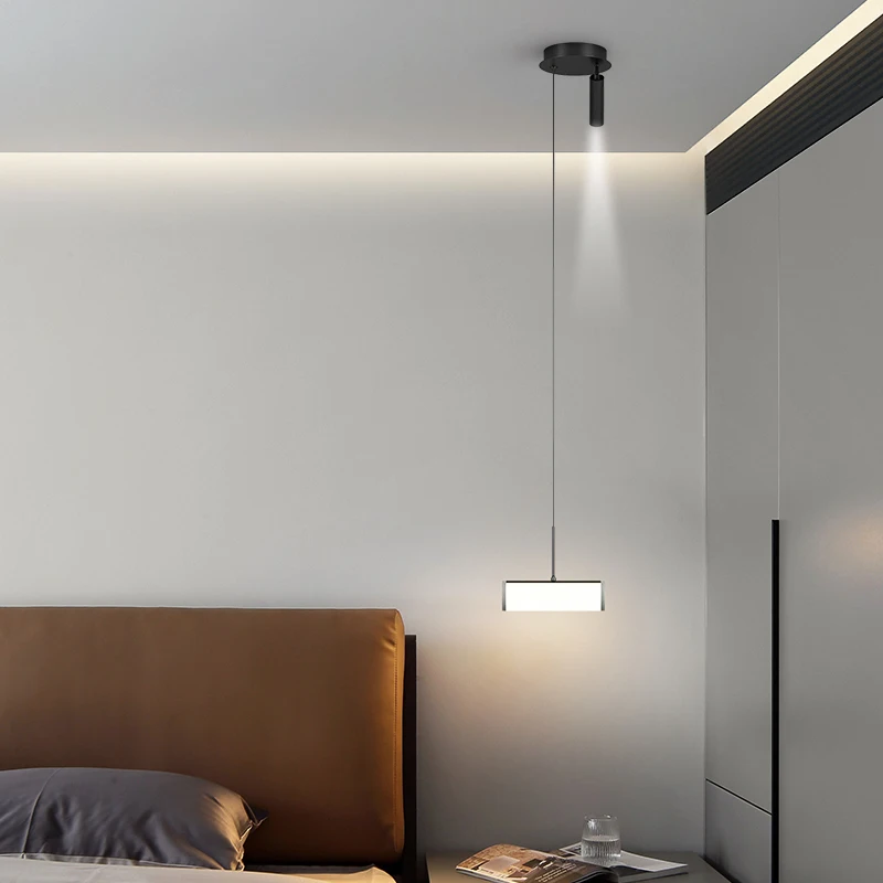 Bedside Pendant Lights With Spotlight Minimalist Luxury Personality Bedroom Study Lamps Modern Dining Table Bar Small Chandelier