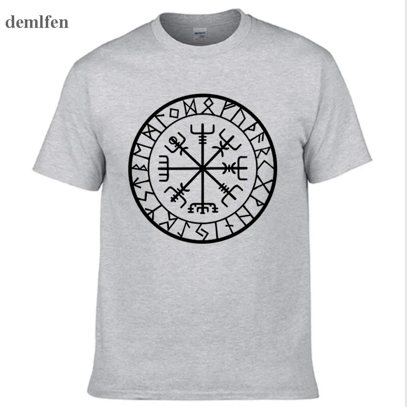 Novelty Compass Rune Print T-shirt Men Casual O-Neck Short Sleeve T Shirt 100% Cotton Fashion Tops Tees Male Brand T-Shirts