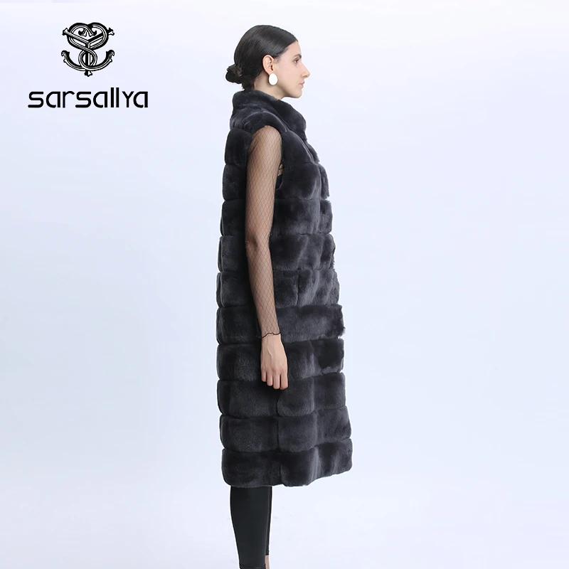 Real Rabbit Fur Vest Long Winter Real Fur Vest Ladies Sleeveless Coat Women Natural Fur Vest Warm Thick Outwear New Arrival 2020