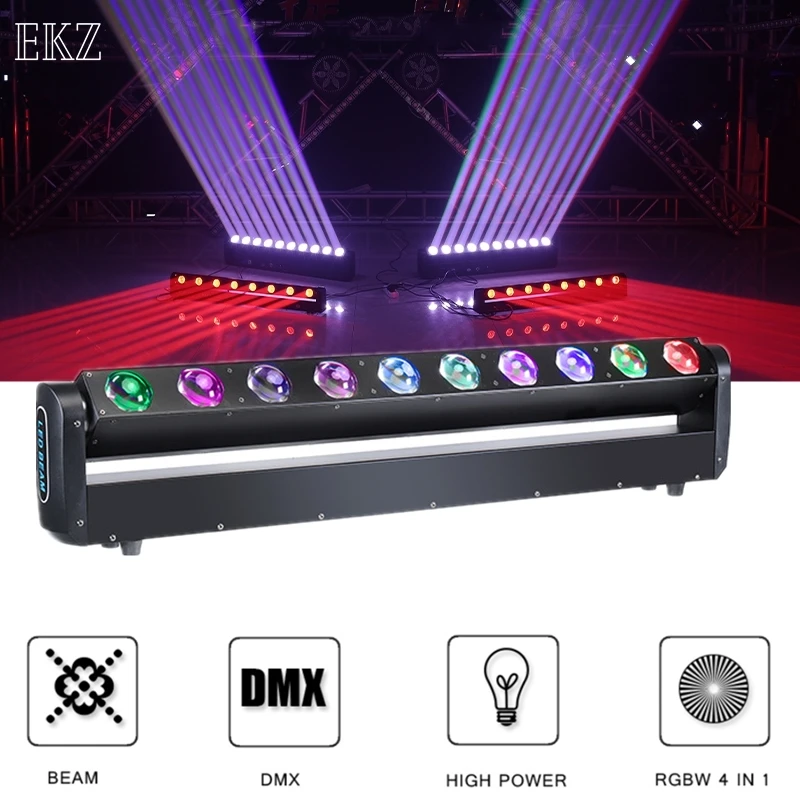 10X40W RGBW 4In1 Beam Led  Control Moving Head Scan Light Dmx512 Dj Mobile Lights For Bar Party KTV Home Wedding Effect Lamp