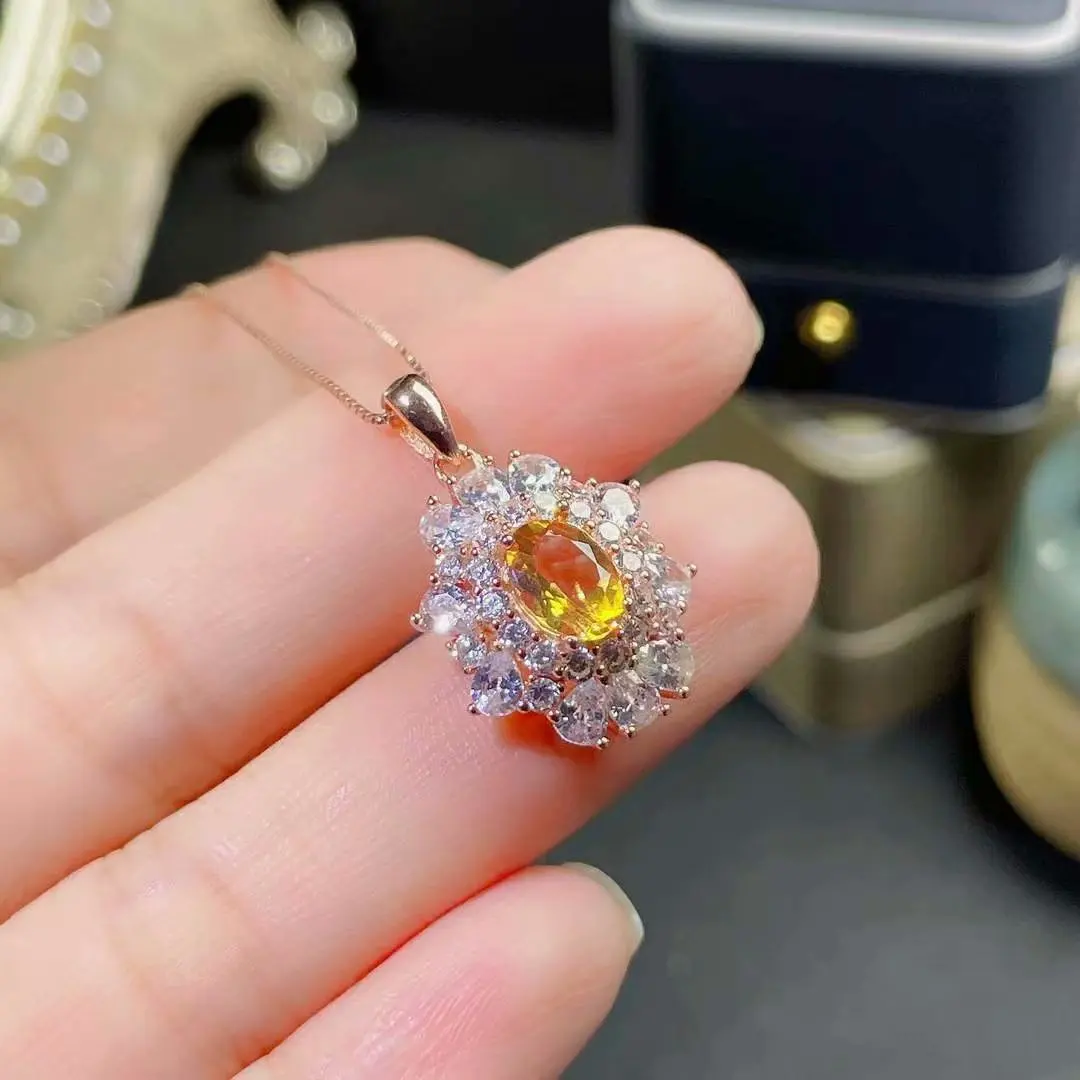 

LANZYO 925 Sterling Silver Piezoelectricity Citrine Earrings Fireworks Birthday Gift Fine Jewelry z06081145agj
