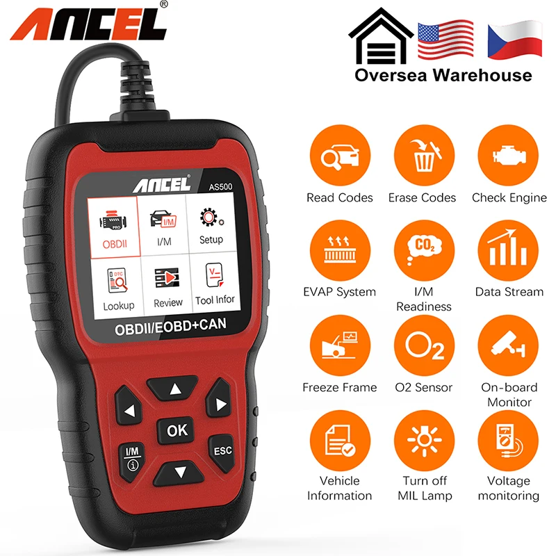 

Ancel AS500 Car Diagnostic Tool OBD2 Scanner Live Date Engine Check Scanner Automotive Professional OBD2 Function Code Reader