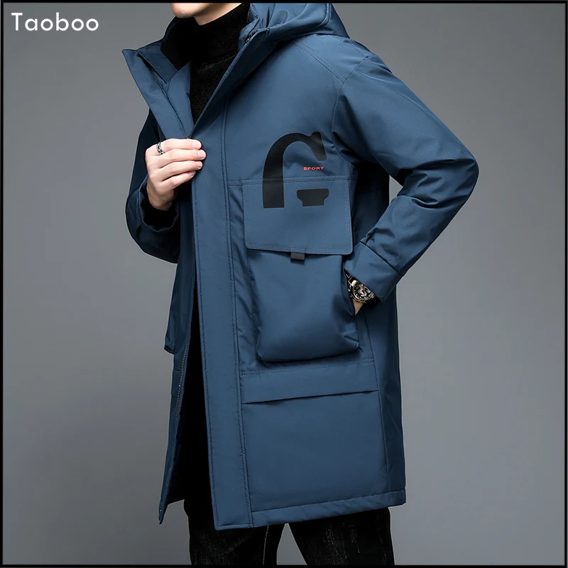 TaobooNew Fashion Long Men's winter jacket 2021 Hooded Down Jacket men Business Casual Male Coat Top quality Windbreaker Outwear