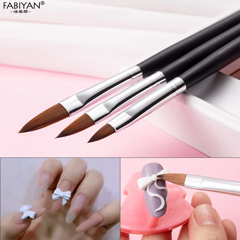 Nail Art Sculpture Carving Bloem Borstel Acryl Liquid Powder Bloem Vormgeven Pen Uv Gel Tekening Puntjes Tool 3 Stks/set