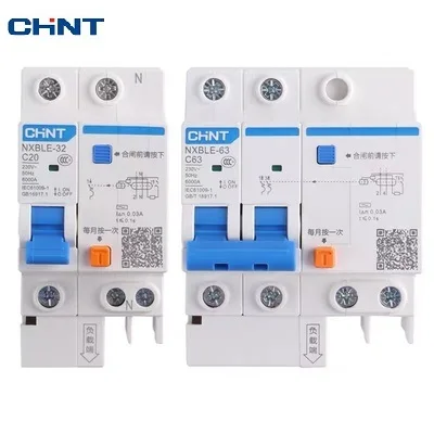 CHINT CHNT Leakage Protection Household Air Switch Circuit Breaker NXBLE-63 1P+N 2P 3P 3P+N 4p Leakage Circuit Breakers