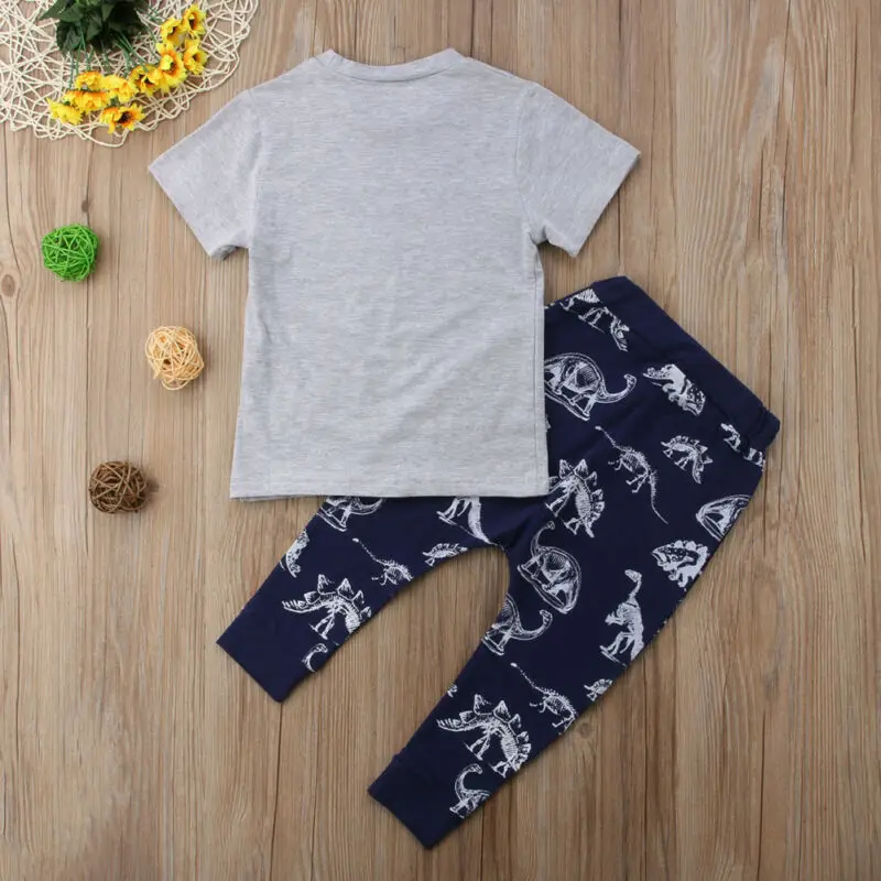 Kaus celana legging anak-anak, pakaian legging atasan dinosaurus, CELANA anak laki-laki, Kaus, pakaian balita 1Y-6Y