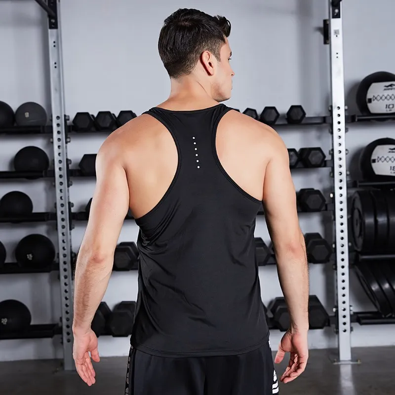 Men's Summer Fitness Bodybuilding Tank Tops Running Vests Quick Dry Sleeveless Shirts Basketball Jersey
