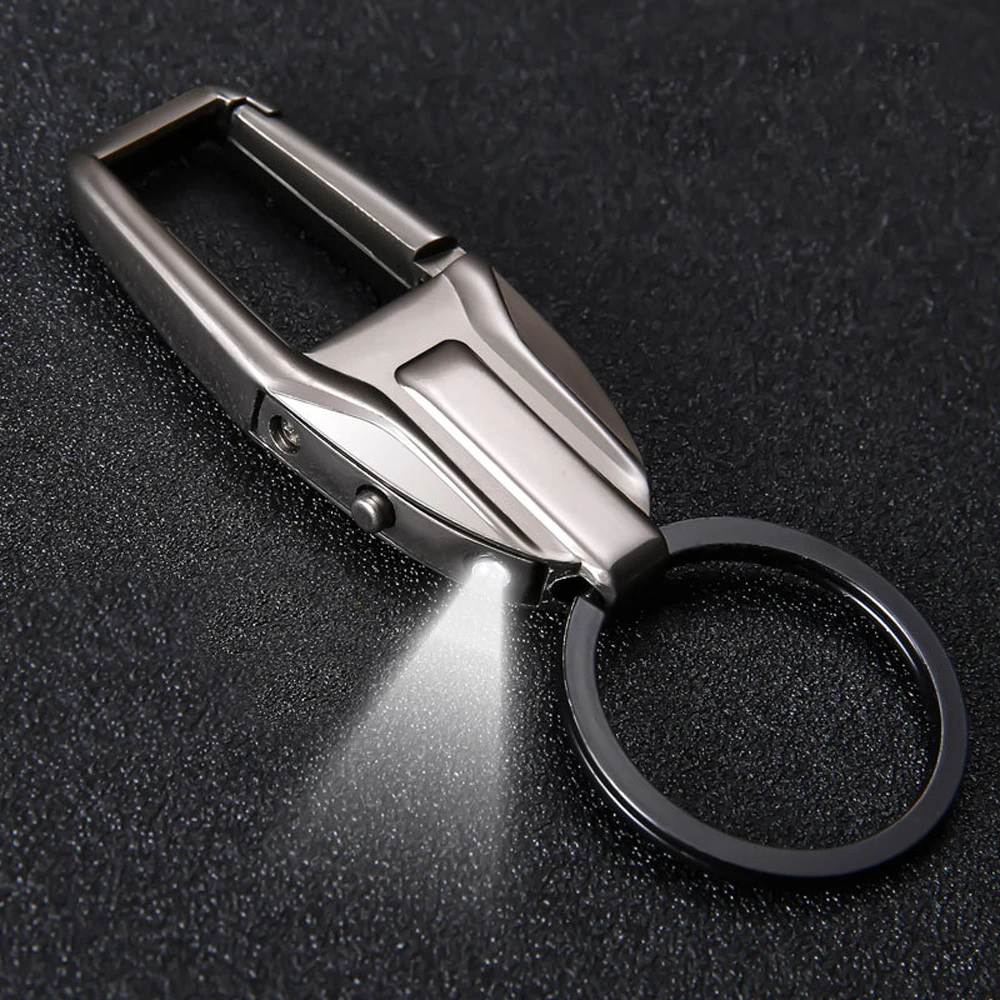 Creative Multifunctional Metal Keychains Mini Bottle Opener Key ring with LED Lamp Small Key clip Gifts for Men Car Key chain image 4