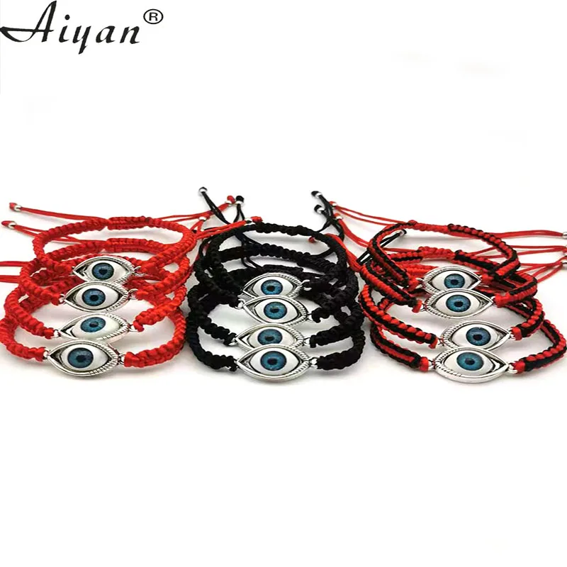 12 Pieces Turkish Blue Eyes Exorcism Protection Lucky Red Cord Bracelet With Alloyed Resin Materail For Men And  Women As A Gift