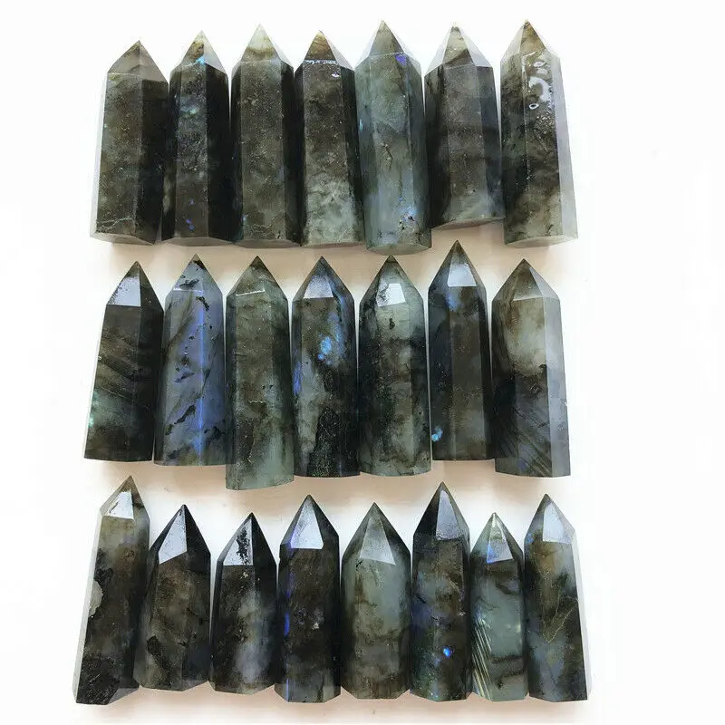 1 Piece Natural Labradorite Quartz Crystal Wand Point Healing Brazil Decoration Natural Quartz Crystals 40-60mm