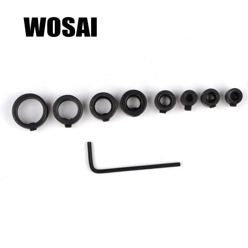 WOSAI-목공 드릴 로케이터, 3-16mm, 드릴 비트, 깊이 스톱 칼라 링 포지셔너, 드릴 로케이터, 목재 드릴 비트, 8 개