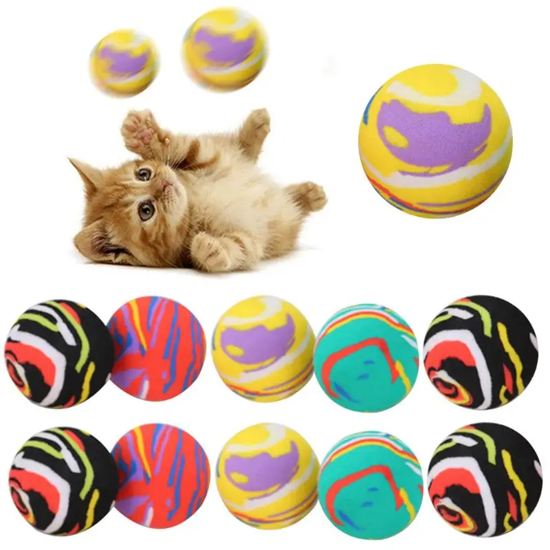 10 Pcs/Set Rainbow Ball Pet Toys EVA Soft Interactive Cat Dog Puppy Kitten Play Funny Colorful Gifts Chew Balls Pets