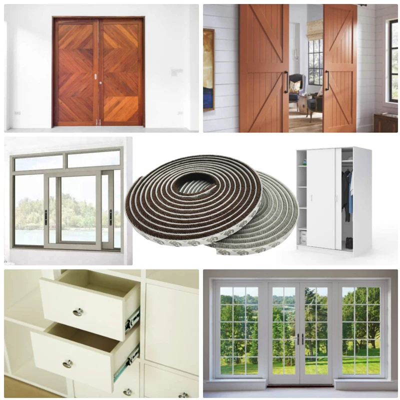 3/5M Door Window Sealing Strip Sound Wind-proof Brush Strip Home Door Window Tape Strip Gasket Self Adhesive Windshield Tape image 6