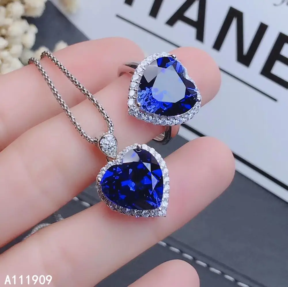 

KJJEAXCMY boutique jewelry 925 sterling silver inlaid Natural sapphire pendant ring Women's suit support detection